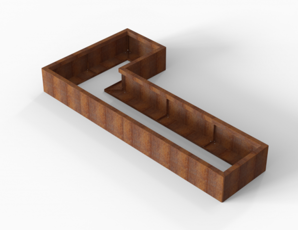 Plantenbak Module+ Corten L-vorm 60x120x240x28cm