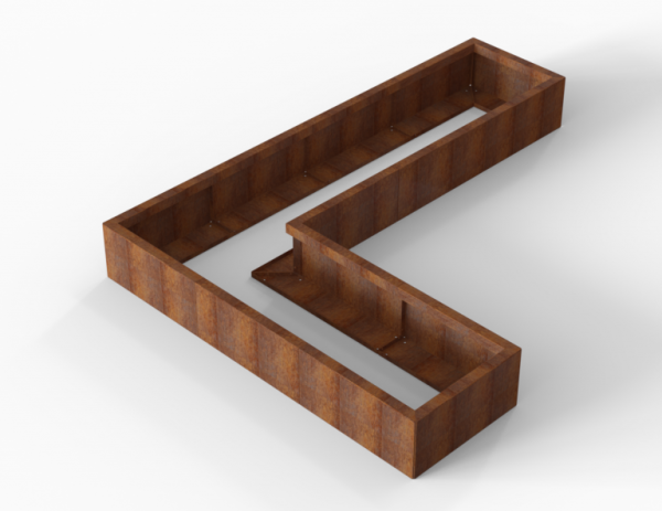 Bloembak Module+ Corten L-vorm 60x240x180x28cm