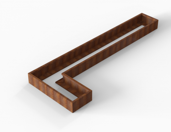 Bloembak Module+ Corten L-vorm 60x420x150x28cm