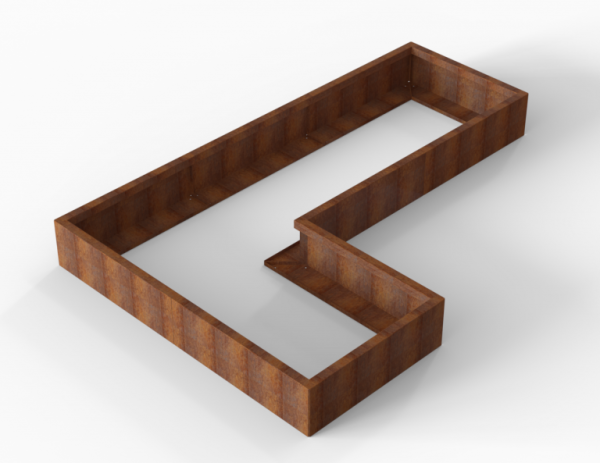 Bloembak Module+ Corten L-vorm 90x270x180x28cm