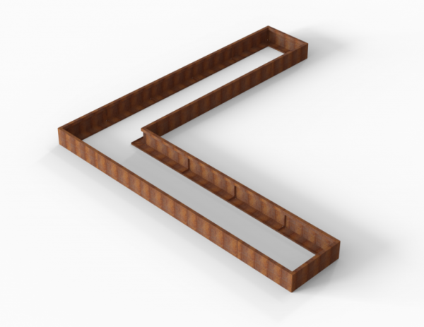 Bloembak Module+ Corten L-vorm 90x450x450x28cm