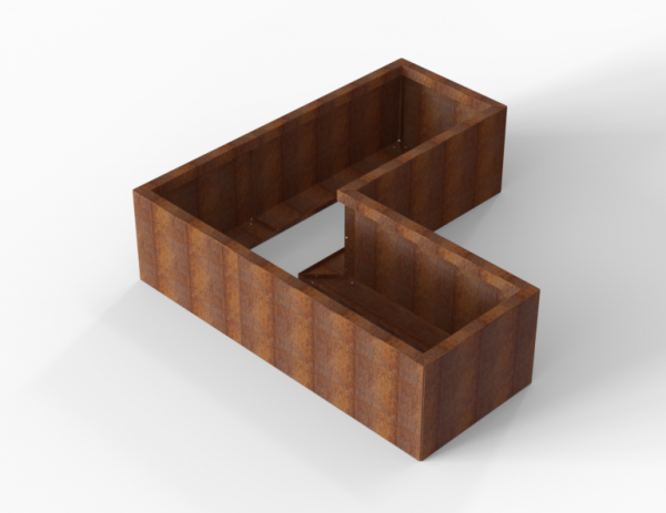 Bloembak Module+ Corten L-vorm 60x150x150x42cm
