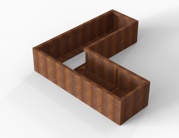 Bloembak Module+ Corten L-vorm 60x180x180x42cm