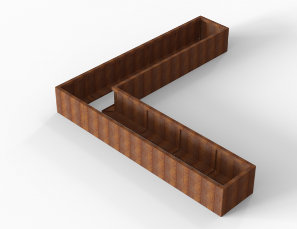 Plantenbak Module+ Corten L-vorm 60x300x300x42cm