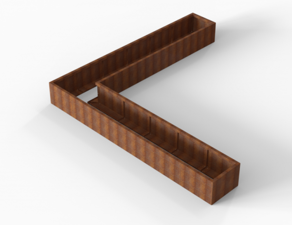 Plantenbak Module+ Corten L-vorm 60x360x360x42cm