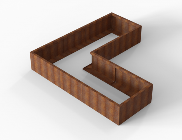 Bloembak Module+ Corten L-vorm 90x240x240x42cm