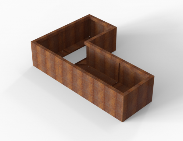 Bloembak Module+ Corten L-vorm 60x120x180x42cm