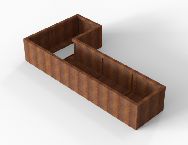 Bloembak Module+ Corten L-vorm 60x120x240x42cm