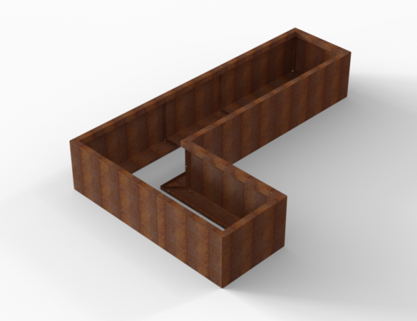 Bloembak Module+ Corten L-vorm 60x240x150x42cm