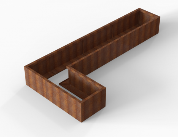 Bloembak Module+ Corten L-vorm 60x330x150x42cm