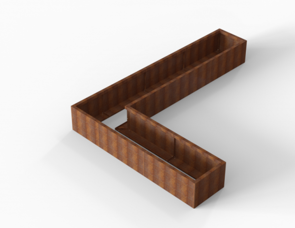 Bloembak Module+ Corton L-vorm 60x330x240x42cm