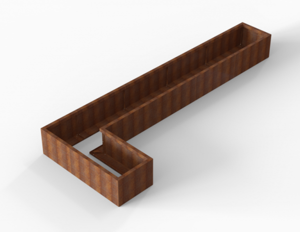 Bloembak Module+ Corten L-vorm 60x420x150x42cm
