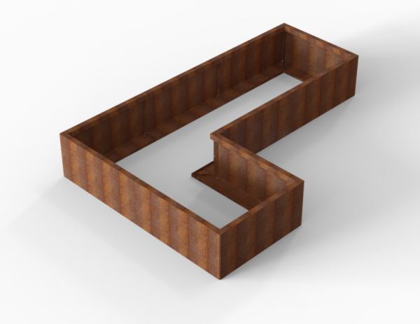 Bloembak Module+ Corten L-vorm 90x270x180x42cm