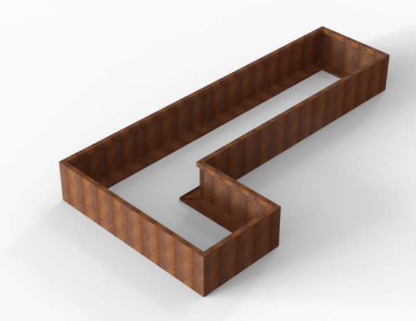 Plantenbak Module+ Corten L-vorm 90x360x180x42cm