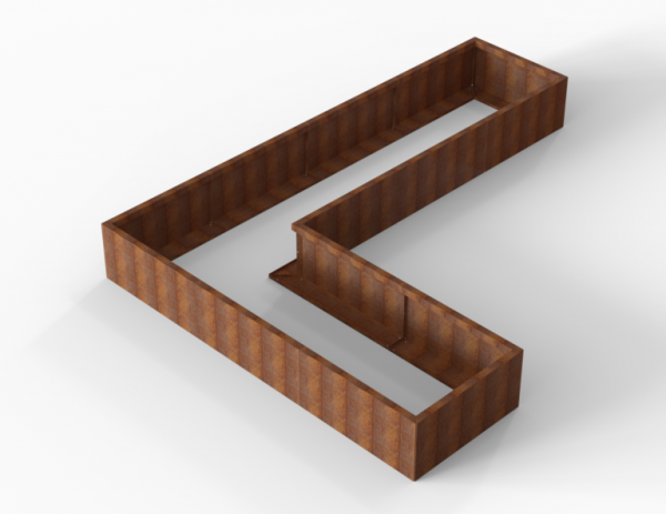 Plantenbak Module+ Corten L-vorm 90x360x270x42cm