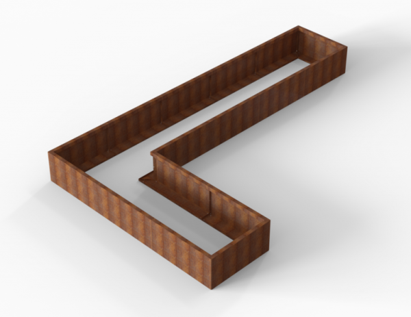 Bloembak Module+ Corten L-vorm 90x450x270x42cm