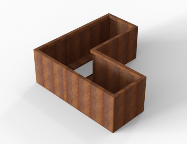 Bloembak Module+ Corten L-vorm 60x150x150x56cm