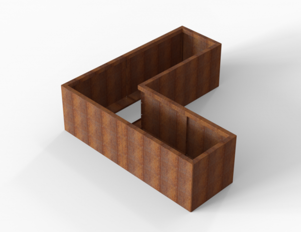 Bloembak Module+ Corten L-vorm 60x180x180x56cm