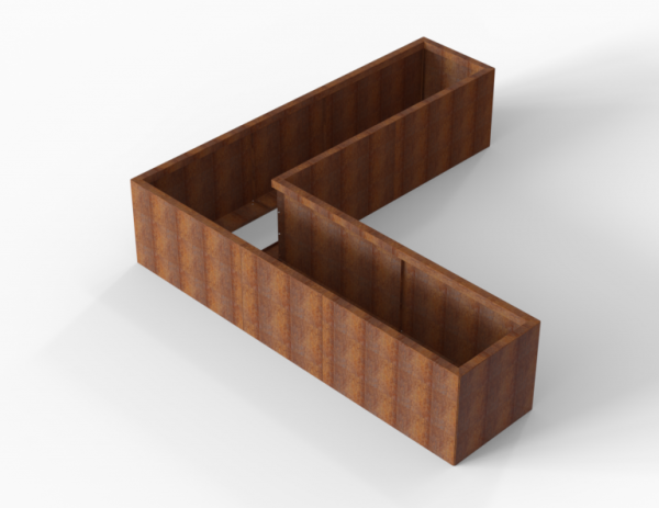 Bloembak Module+ Corten L-vorm 60x240x240x56cm