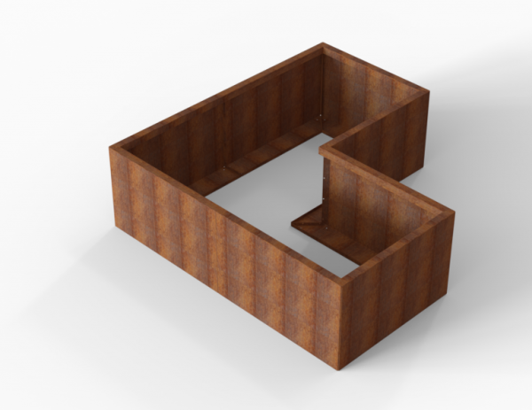 Bloembak Module+ Corten L-vorm 90x180x180x56cm
