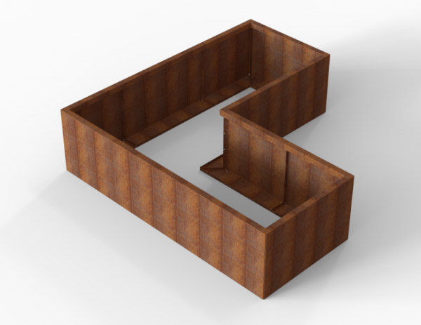 Plantenbak Module+ Corten L-vorm 90x210x210x56cm