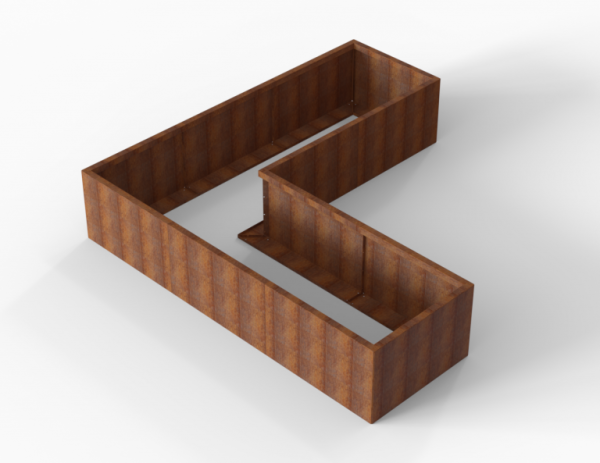 Bloembak Module+ Corten L-vorm 90x270x270x56cm