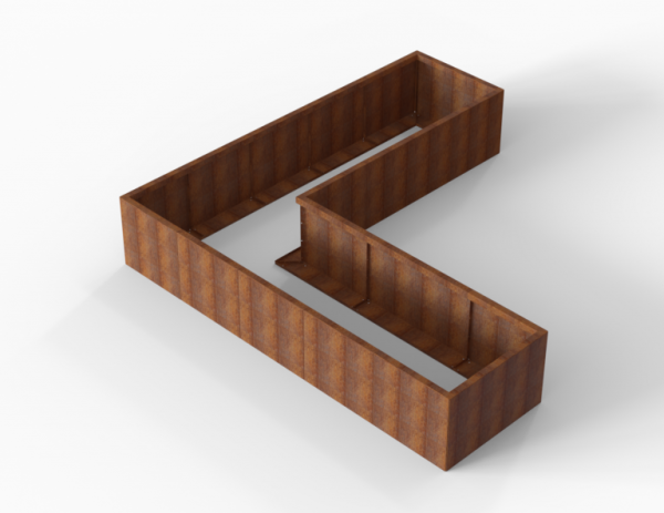 Plantenbak Module+ Corten L-vorm 90x300x300x56cm
