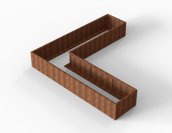 Plantenbak Module+ Corten L-vorm 90x360x360x56cm