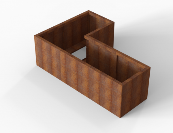 Bloembak Module+ Corten L-vorm 60x120x180x56cm