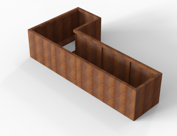 Bloembak Module+ Corten L-vorm 60x120x240x56cm