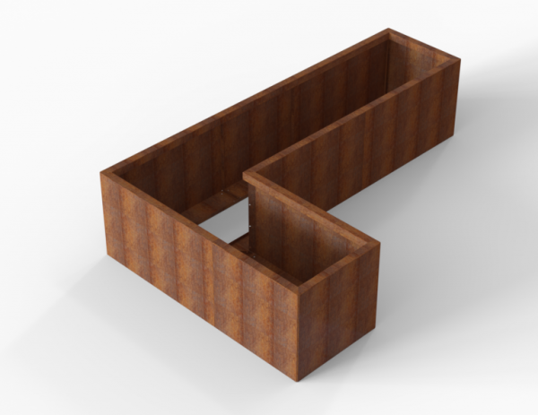 Plantenbak Module+ Corten L-vorm 60x240x150x56cm
