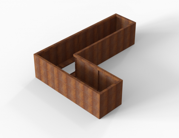 Bloembak Module+ Corten L-vorm 60x240x180x56cm