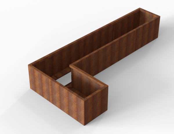 Plantenbak Module+ Corten L-vorm 60x330x150x56cm