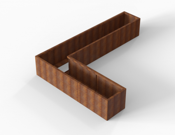 Plantenbak Module+ Corten L-vorm 60x330x240x56cm