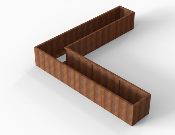 Plantenbak Module+ Corten L-vorm 60x330x330x56cm