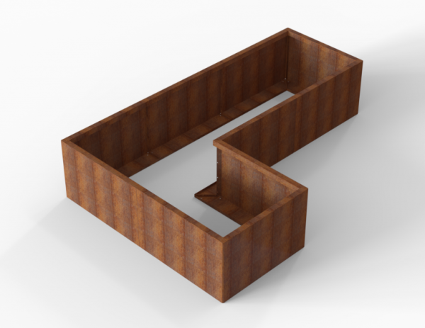 Bloembak Module+ Corten L-vorm 90x270x180x56cm