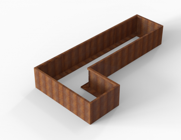 Bloembak Module+ Corten L-vorm 90x360x180x56cm