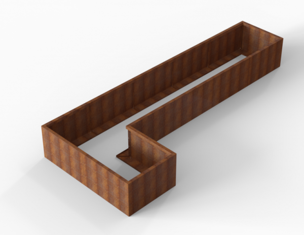 Bloembak Module+ Corten L-vorm 90x450x180x56cm