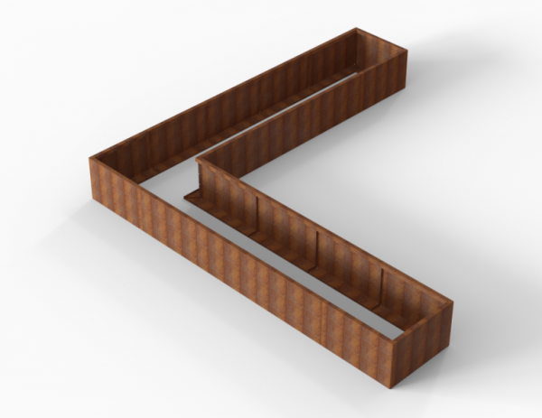 Plantenbak Module+ Corten L-vorm 90x450x450x56cm