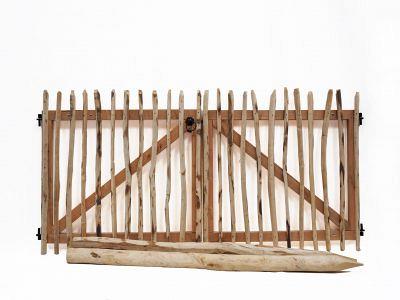 Kastanjehout Poort dubbel 100x200cm incl. hang- en sluitwerk, 2st. poortpalen