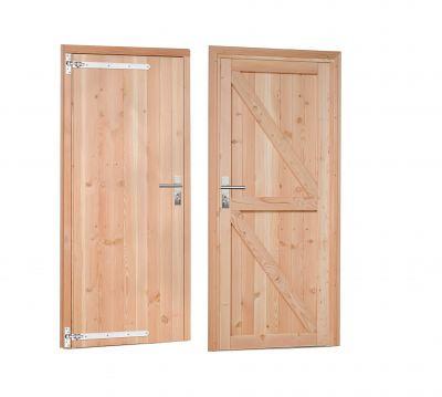 Douglas Deur enkel dicht 90x201cm verzinkte hengen / RVS beslag, linksdr., kleurl. geimpr.