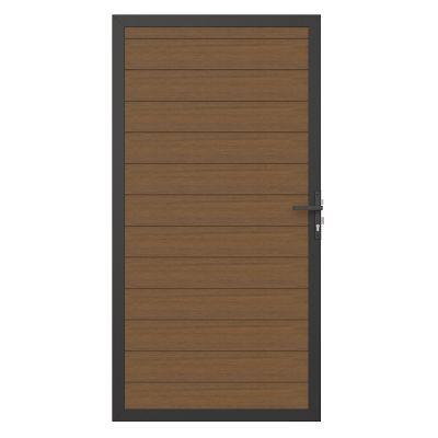 NewTechWood Poort Vlak Hor. Teak alum. frame 100x195cm